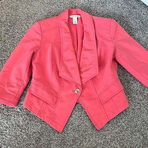 Kensie Coral-Pink One-Button Blazer with Notched Shawl Collar